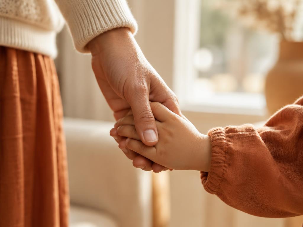 Mãos de um adulto e de uma criança unidas